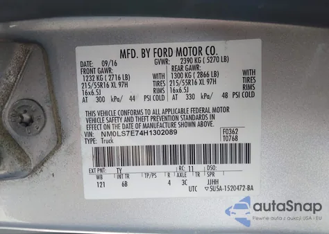 2017 Ford Transit Connect Xl из США, поврежденный, VIN NM0LS7E74H1302089